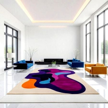 Handcrafted Purple Abstract Living Room Rug